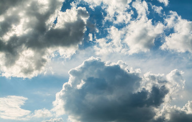 Wall Mural - white curly clouds in a blue sky. sky background