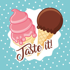 Poster - ice cream cherry and chocolate taste it vector illustration