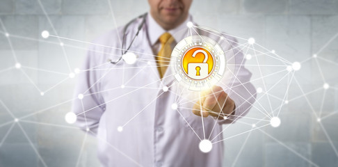 Wall Mural - Doctor Accessing Data Via Secure Network