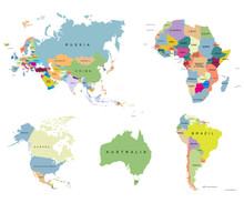 Territory Of Continents - USA, Europe, Australia, Africa, Eurasia