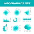 Blue Infographic Elements Collection - Business Vector Illustration in flat design style for presentation, booklet, website etc. Big set of Infographics.