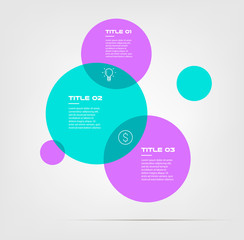 Poster - Bubble chart with elements venn diagram infographics for three circle design vector and marketing can be used for workflow layout, annual report, web design. Business concept with steps or processes