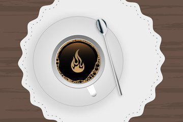 Poster - Kaffeetasse mit Untertasse - Flamme