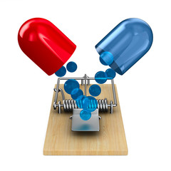 Wall Mural - medicaments in mousetrap. Isolated 3D illustration