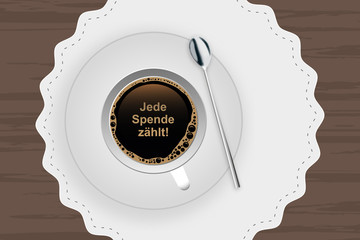 Wall Mural - Kaffeetasse mit Untertasse - Jede Spende zählt