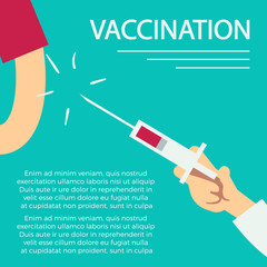 Sticker - Vaccination concept poster with syringe and human arm