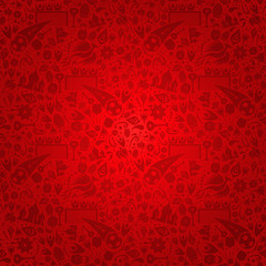 Red Russia background with russian icons