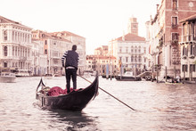 Man On Gondola In Venice , Italian Street On Water, Venetian Taxi On Water, Symbol Of Italian Venice, Beautiful Nooks In Venice, Italian Street On Water, Man On Gondola In Venice
