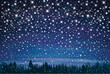 Vector  night starry sky and  forest background.
