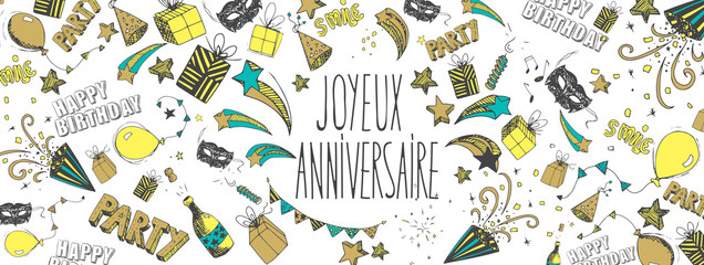 Sticker - French Happy Birthday background