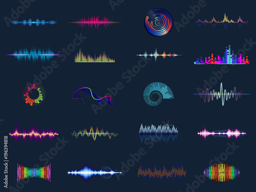 Cuadros en Lienzo Sound waves or acoustic music equalizer