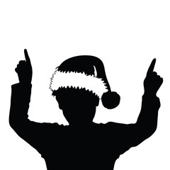 Wall Mural - child silhouette with chrismas hat illustration