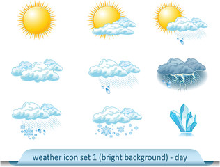 Wall Mural - vector weather forecast icons with light background. day