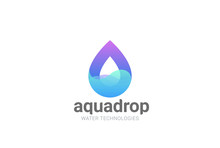 Water Droplet Logo Vector. Aqua Cosmetics SPA. Drop Wave Icon