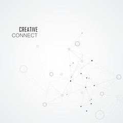 Fototapete - Polygonal abstract space background with connecting dots circles and lines