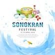 Amazing Songkran festival thailand design on water blue background, vector illustration