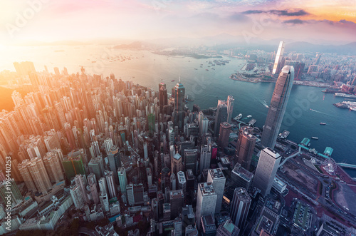 Obraz Dibond Hong Kong miasta widok od nieba