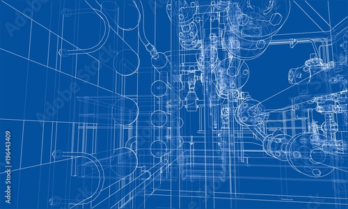 Photographie Sketch industrial equipment. Vector