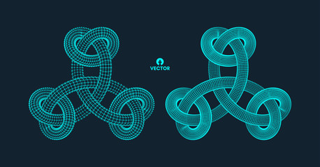 3D Connection Structure. Futuristic Technology Style. Abstract Design. Lattice Geometric Element. Vector Illustration.
