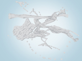 Fototapete - water splash with clipping path, 3D image render.