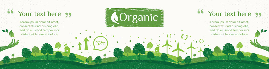 vector of nature, ecology, organic, environment banners. billboard or web banner of clean green envi