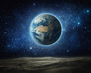 Wall Mural - the earth from moon surface. elements of this image furnished by nasa.