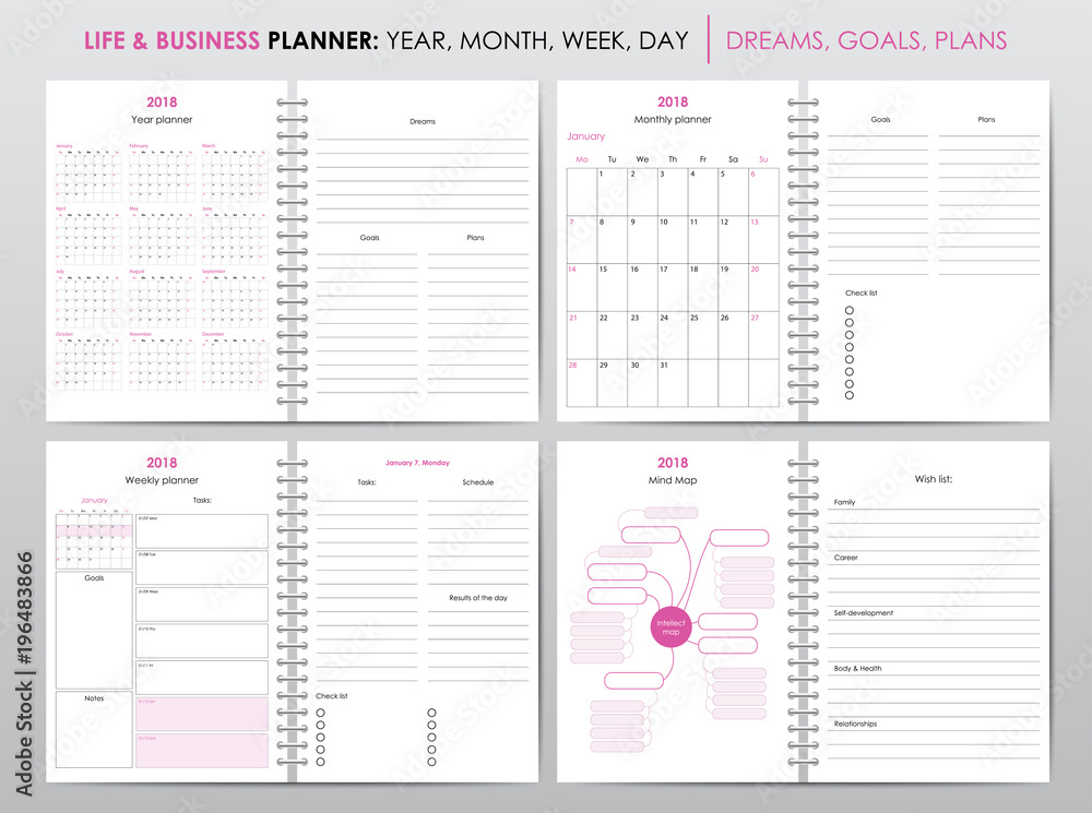Life and business planner 2018 - obrazy, fototapety, plakaty 