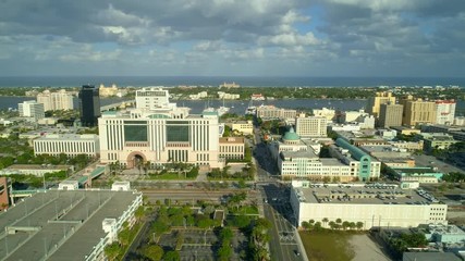 Wall Mural - Aerial footage Downtown West Palm Beach Florida 4k 60p