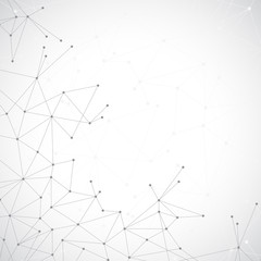 Fototapete - Grey graphic background dots with connections for your design, illustration