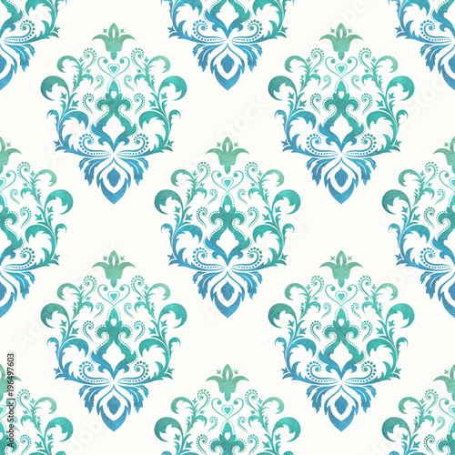 Obraz w ramie Watercolor seamless wallpapers in the style of Baroque . Can be used for backgrounds and page fill web design. Illustration