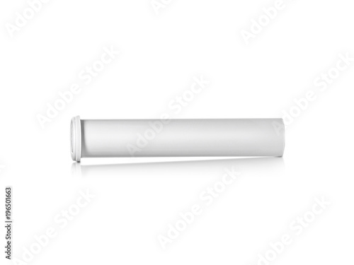 Download Round White Matte Aluminum Tube With Cap For Effervescent Or Carbon Tablets Pills Vitamins Realistic Packaging Vector Mockup Template Side View Stock Photo Adobe Stock