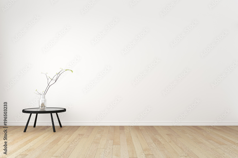 Living Room Interior on empty white wall background - minimal design ...