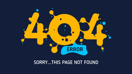 Wall Mural - 404 flat vector liquid error or page not found design graphic template website with white background