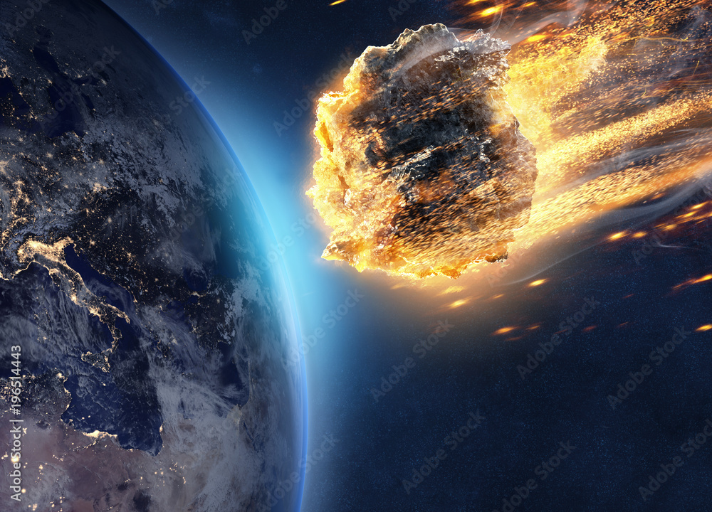 Asteroid fliegt auf Erde zu - obrazy, fototapety, plakaty 