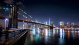 Fototapeta Miasta - Brooklyn Bridge and New York skyline from Brooklyn (Panorama)