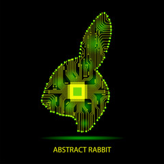 Wall Mural - Abstract rabbit. Rabbit in the form of an electronic circuit. Vector rabbit.