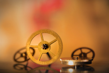 Extreme close up shot of tiny watch gears