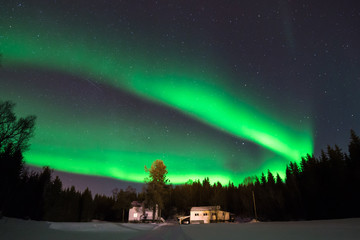 magic night.spectacular show of the northern lights aurora eveness