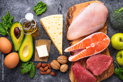 Healthy low carbs products. Ketogenic diet. Poster Mural XXL