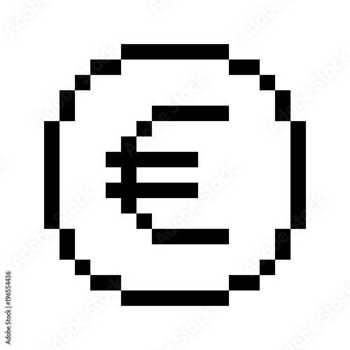 vector 8 bit pixel art euro icon black and white concept of euro currency buy this stock vector and explore similar vectors at adobe stock adobe stock adobe stock