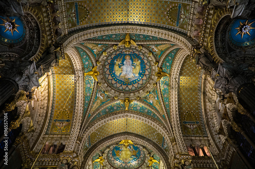 Ceiling Of Basilica Notre Dame De Fourriere In Lyon France