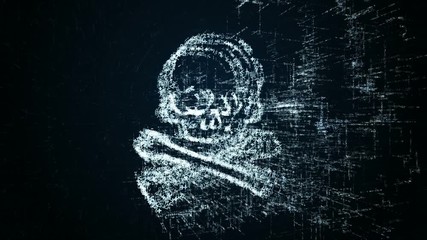 Wall Mural - Corsair logo, design consisting of digit code and symbol. Abstract pirate icon in computer network