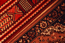 Carpet Texture. Old Rug. Red Color