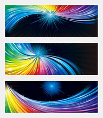 Leinwandbilder - Colorful shining stars backgrounds banners set, for party entertainment and celebrations events.