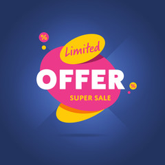 Wall Mural - limited special offer badge vector flat design style. colorful abstract promo label or tag. super sa