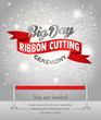 Grand opening celebration banner design vector illustration. Ribbon cutting ceremony.