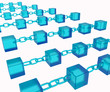 Block chain concept - digital code chain. 3d rendering