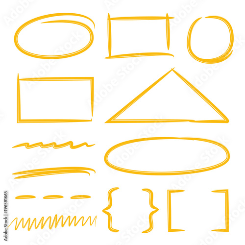 Download Yellow Oval Circle Rectangle Marker Frames Bracket And Doodle Lines Buy This Stock Vector And Explore Similar Vectors At Adobe Stock Adobe Stock PSD Mockup Templates