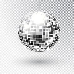 mirror glitter disco ball vector illustration. night club party light element. bright mirror silver 