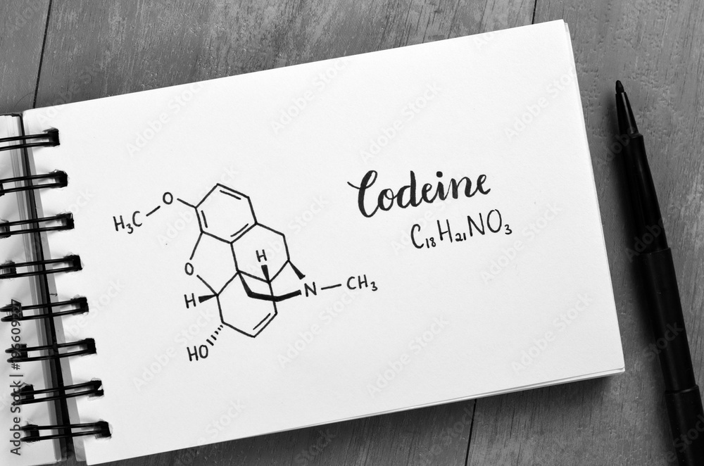 CODEINE Chemical Formula and Structure in Notebook Stock Illustration ...